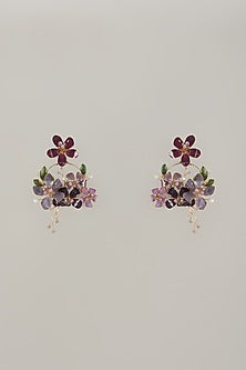 Multi-Colored Handcrafted Enameled Floral Dangler Earrings