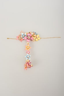 Gold Finish Multi-Colored Enameled Floral Hand Harness