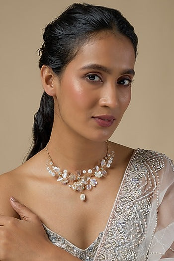 White Enameled Floral Necklace