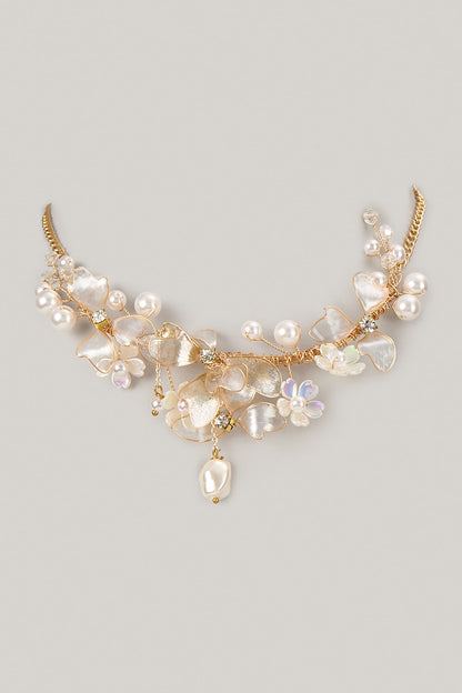 White Enameled Floral Necklace