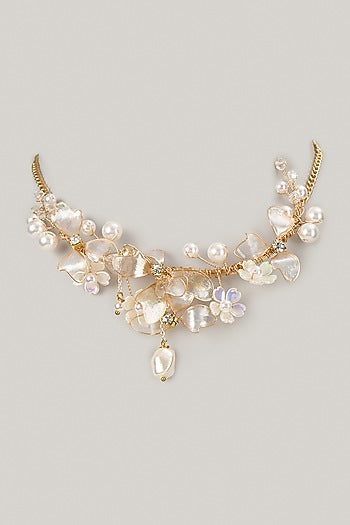White Enameled Floral Necklace