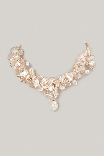 White Enameled Floral Necklace