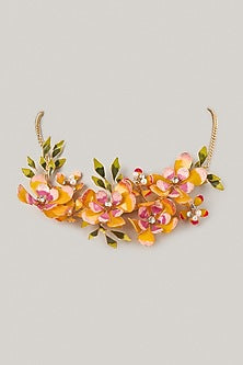 Yellow Enameled Floral Necklace