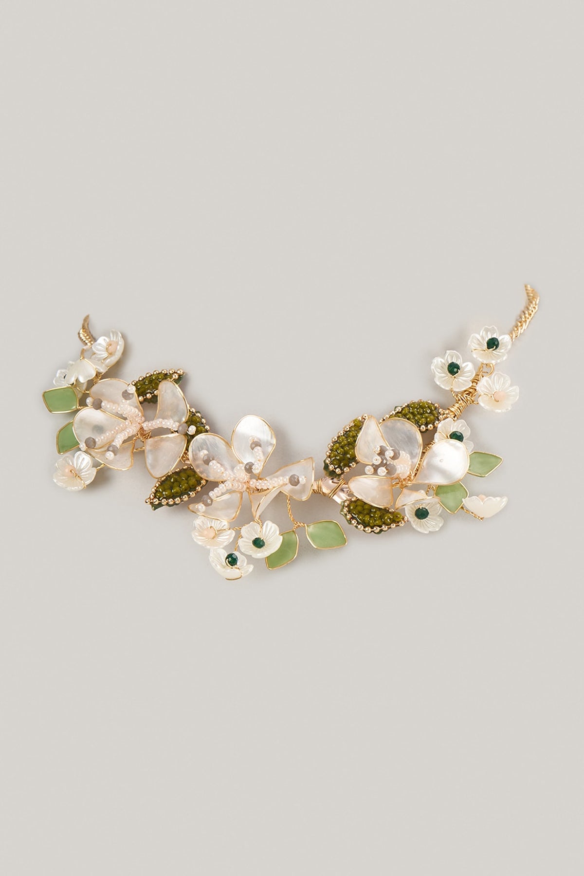 White Enameled Floral Necklace