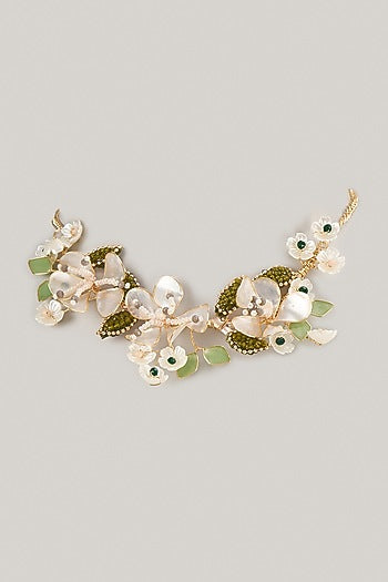 White Enameled Floral Necklace