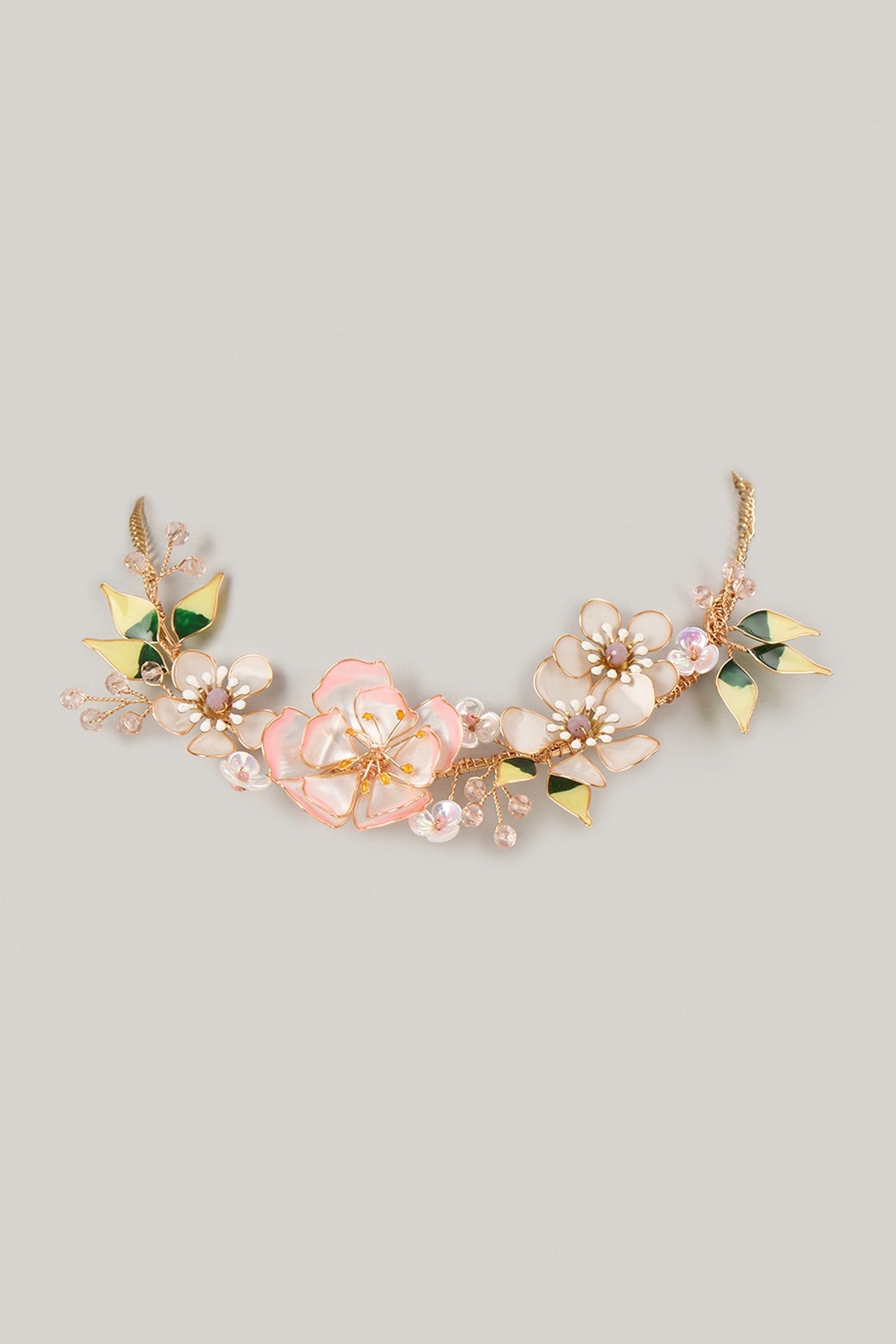 Pink Enameled Floral Necklace