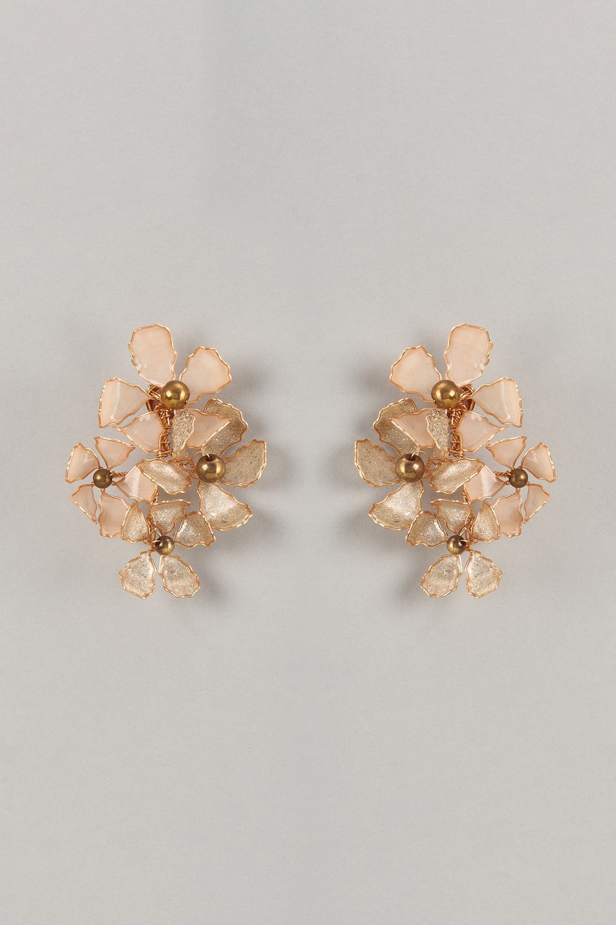 Gold Enameled Handcrafted Floral Dangler Earrings