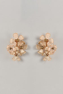 Gold Enameled Handcrafted Floral Dangler Earrings