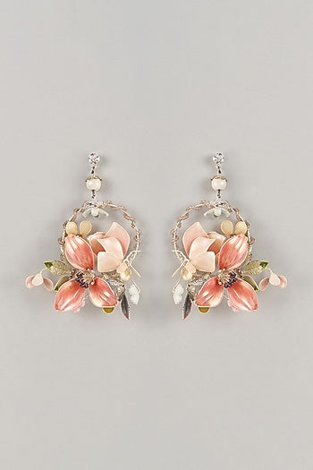 Multi-Colored Enameled Handcrafted Floral Dangler Earrings