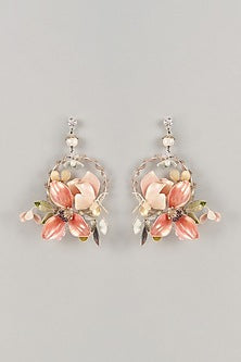 Multi-Colored Enameled Handcrafted Floral Dangler Earrings