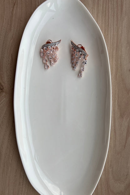 Rose Gold Finish Zirconia Dangler Earrings