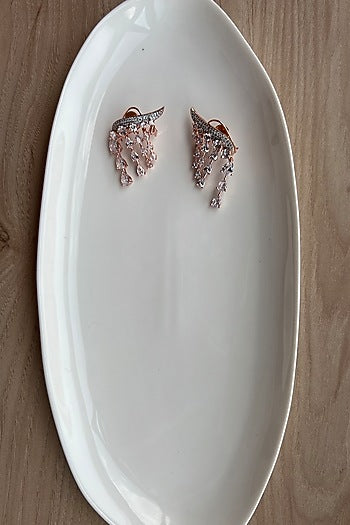 Rose Gold Finish Zirconia Dangler Earrings