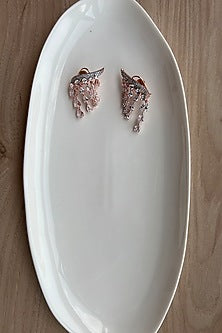 Rose Gold Finish Zirconia Dangler Earrings