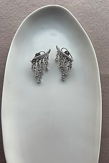 White Rhodium Finish Zirconia Dangler Earrings