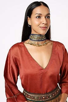 Emerald Green Embroidered Choker Necklace
