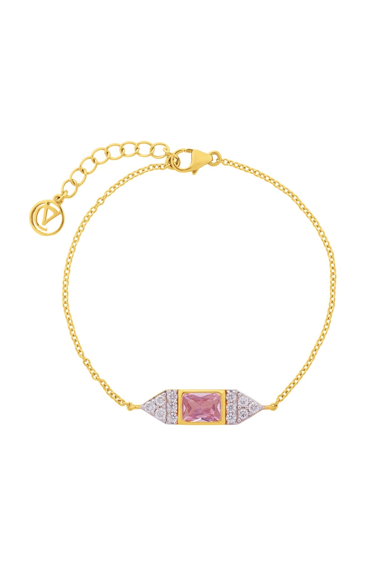 Gold Finish Cubic Zirconia Bracelet In Sterling Silver