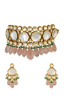 Gold Finish Choker Necklace Set