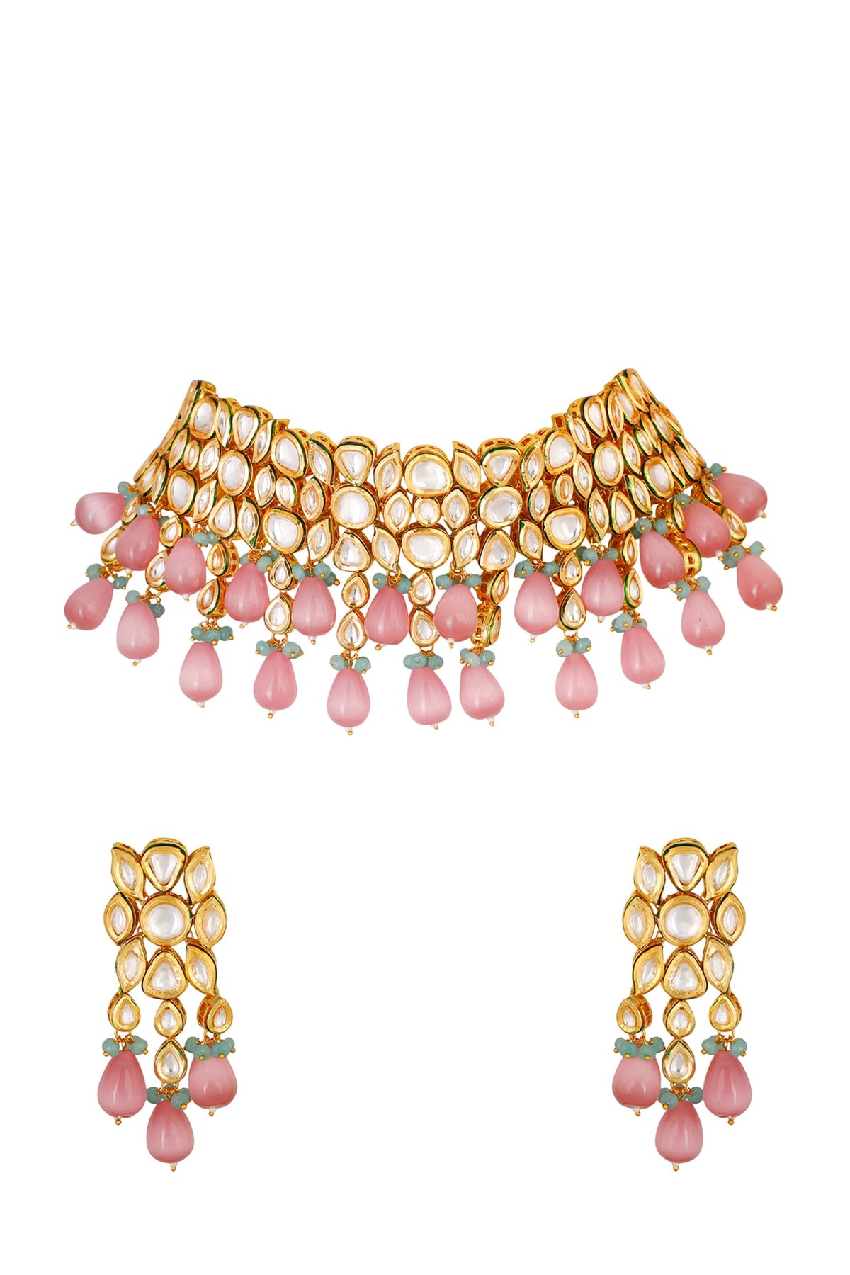 Gold Finish Choker Necklace Set