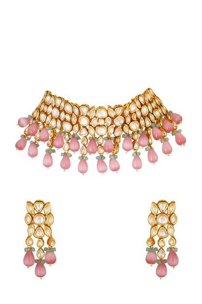 Gold Finish Choker Necklace Set