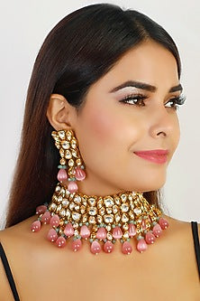 Gold Finish Choker Necklace Set
