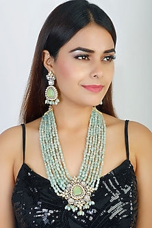 Gold Finish Long Necklace Set