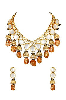 Gold Finish Kundan Long Necklace Set
