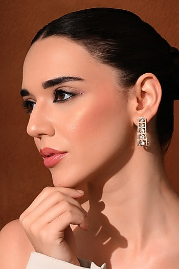 Gold Finish Kundan Polki Stud Earrings