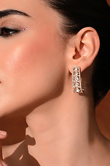 Gold Finish Kundan Polki Stud Earrings