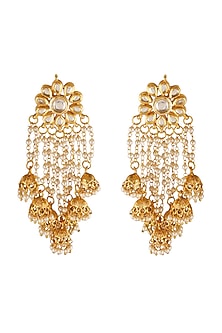 Gold Finish Kundan Polki Dangler Earrings