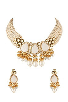 Gold Finish Kundan Choker Necklace Set