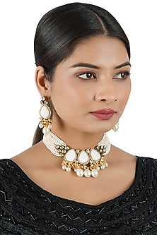 Gold Finish Kundan Choker Necklace Set