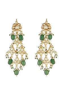 Gold Finish Kundan Dangler Earrings