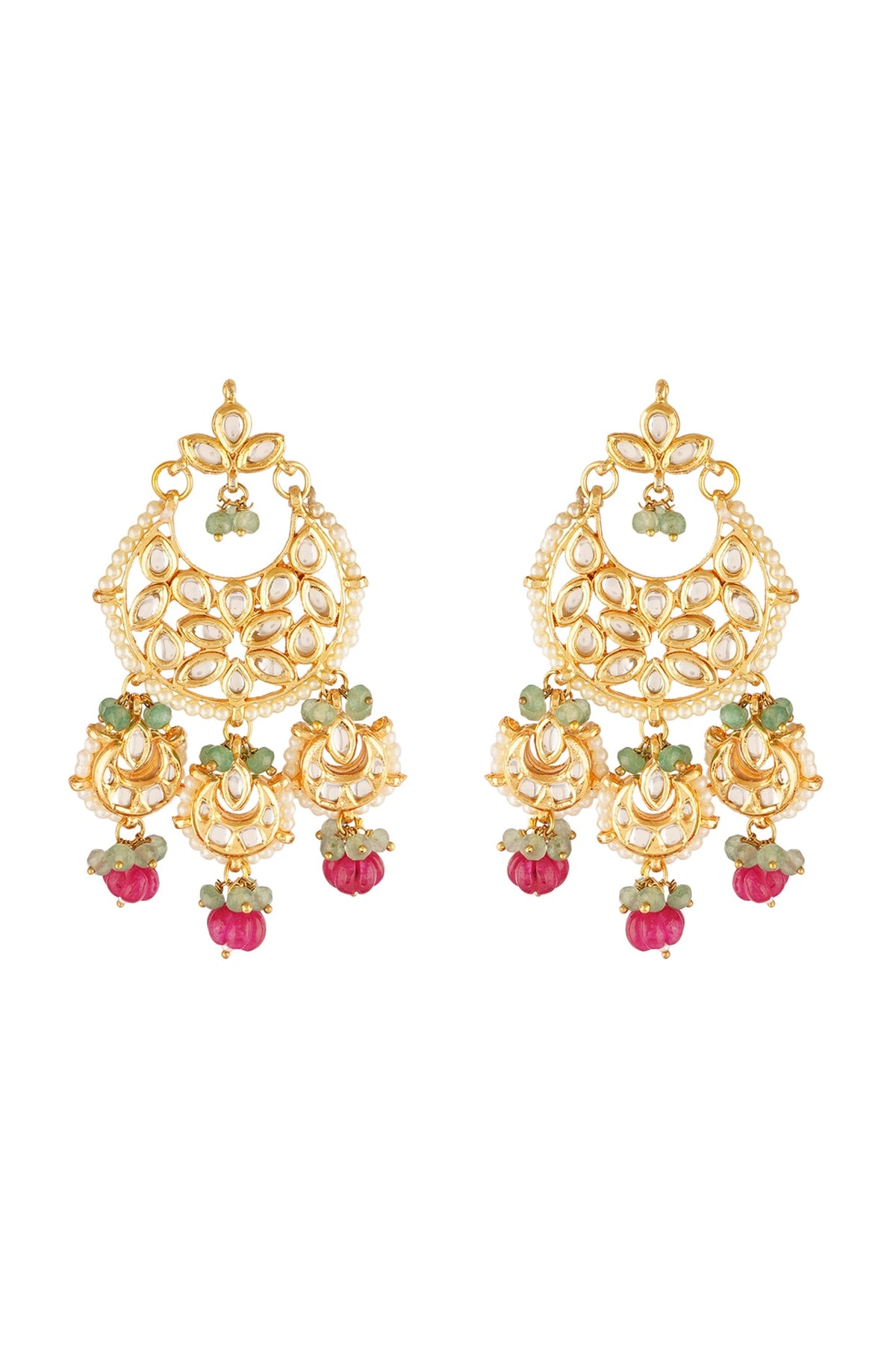 Gold Finish Kundan Chandbali Earrings
