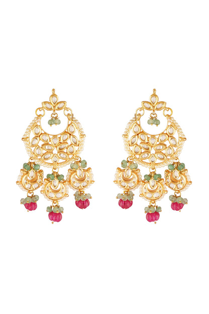 Gold Finish Kundan Chandbali Earrings