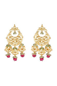 Gold Finish Kundan Chandbali Earrings