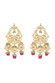 Gold Finish Kundan Chandbali Earrings