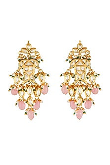 Gold Finish Kundan Polki Dangler Earrings