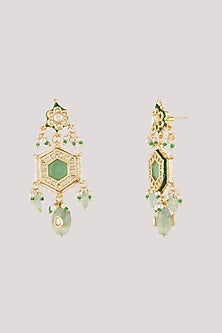 Gold Finish Kundan Polki Layered Necklace Set
