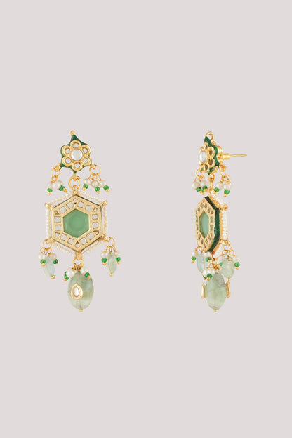 Gold Finish Kundan Polki Layered Necklace Set