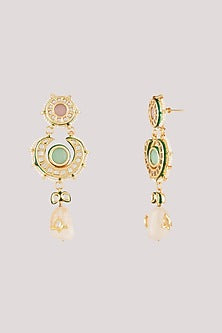 Gold Finish Kundan Polki Long Necklace Set