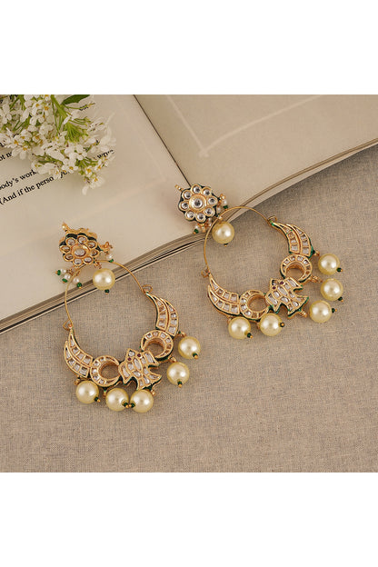 Gold Finish Kundan Polki Dangler Earrings