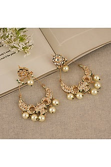 Gold Finish Kundan Polki Dangler Earrings