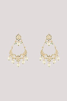 Gold Finish Kundan Polki Dangler Earrings