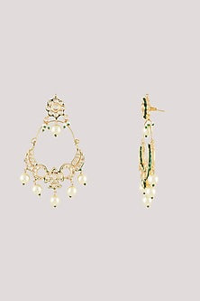 Gold Finish Kundan Polki Dangler Earrings