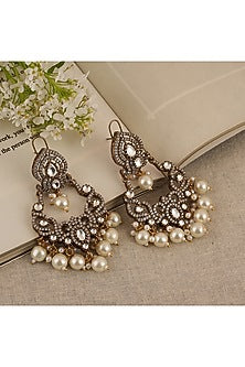 Gold Finish Kundan Polki Dangler Earrings