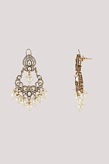 Gold Finish Kundan Polki Dangler Earrings