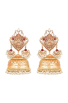 Gold Finish Grand Jhumka Earrings
