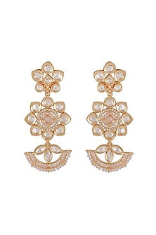 Gold Finish Pink Kundan Polki Choker Necklace Set
