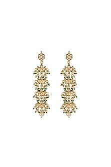 Gold Finish White Kundan Polki Long Necklace Set