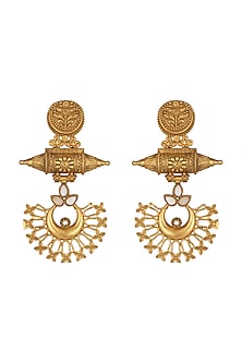 Gold Finish Long Earrings